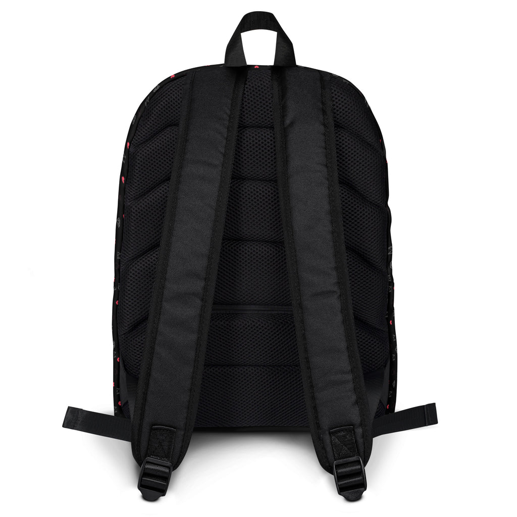 Daemon Luxury Speckled Diamonds NEMESIS backpack with all-over white print, featuring a stylish and modern design.