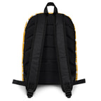Daemon Luxury Frosted Diamonds Tarmin Honeybees all-over-print backpack in white with intricate diamond and honeybee pattern.