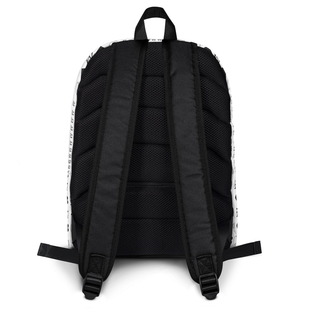Daemon Luxury Dim Diamonds Artica Blizzard all-over-print backpack with white background and intricate diamond pattern design.