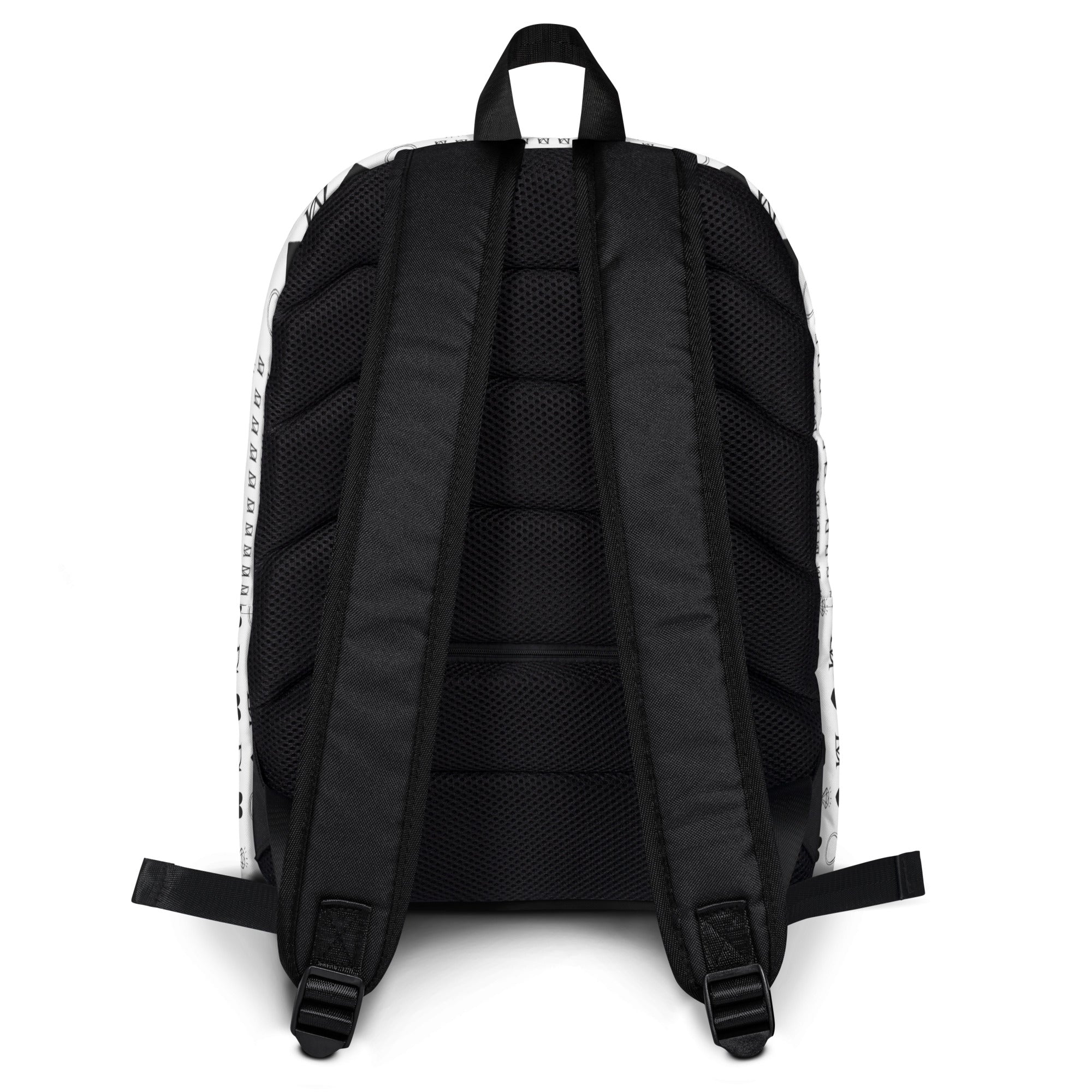 Daemon Luxury Dim Diamonds Artica Blizzard all-over-print backpack with white background and intricate diamond pattern design.