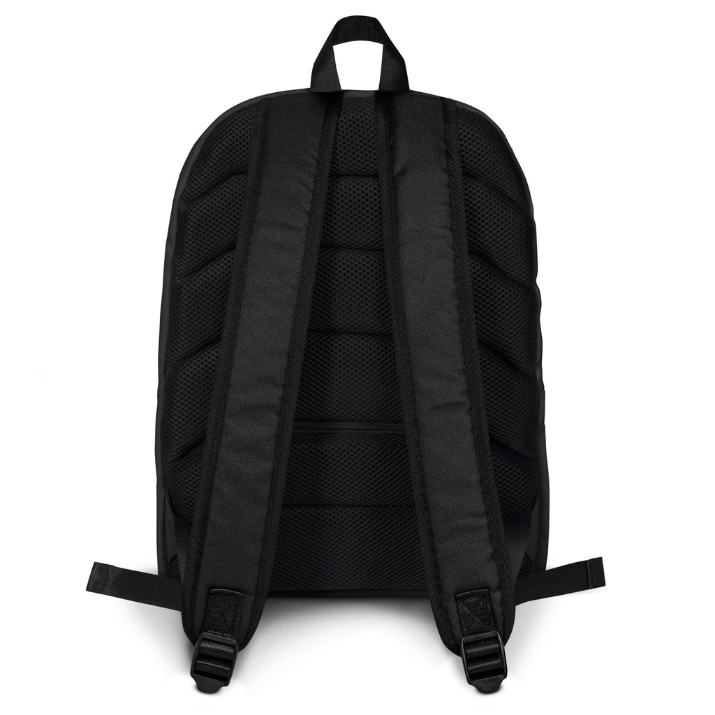 Frosted Diamonds all-over-print backpack by Daemon Luxury featuring a white background and stylish diamond pattern.