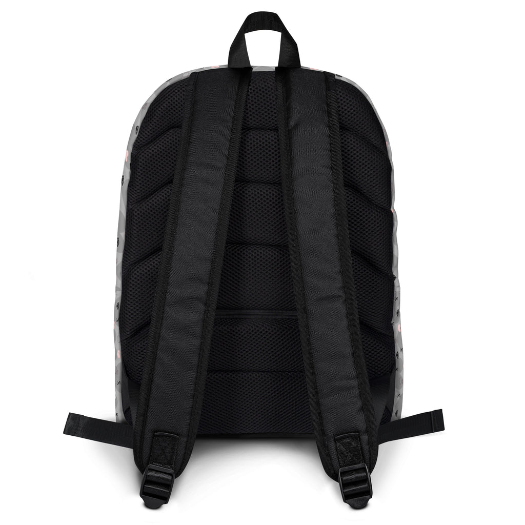 Heartfelt STF Zaino backpack by Daemon Luxury featuring an all-over white print on the back, stylish and spacious for everyday use.