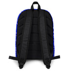 Daemon Luxury Electrica Lilac Relay all-over print backpack with white background and adjustable straps.