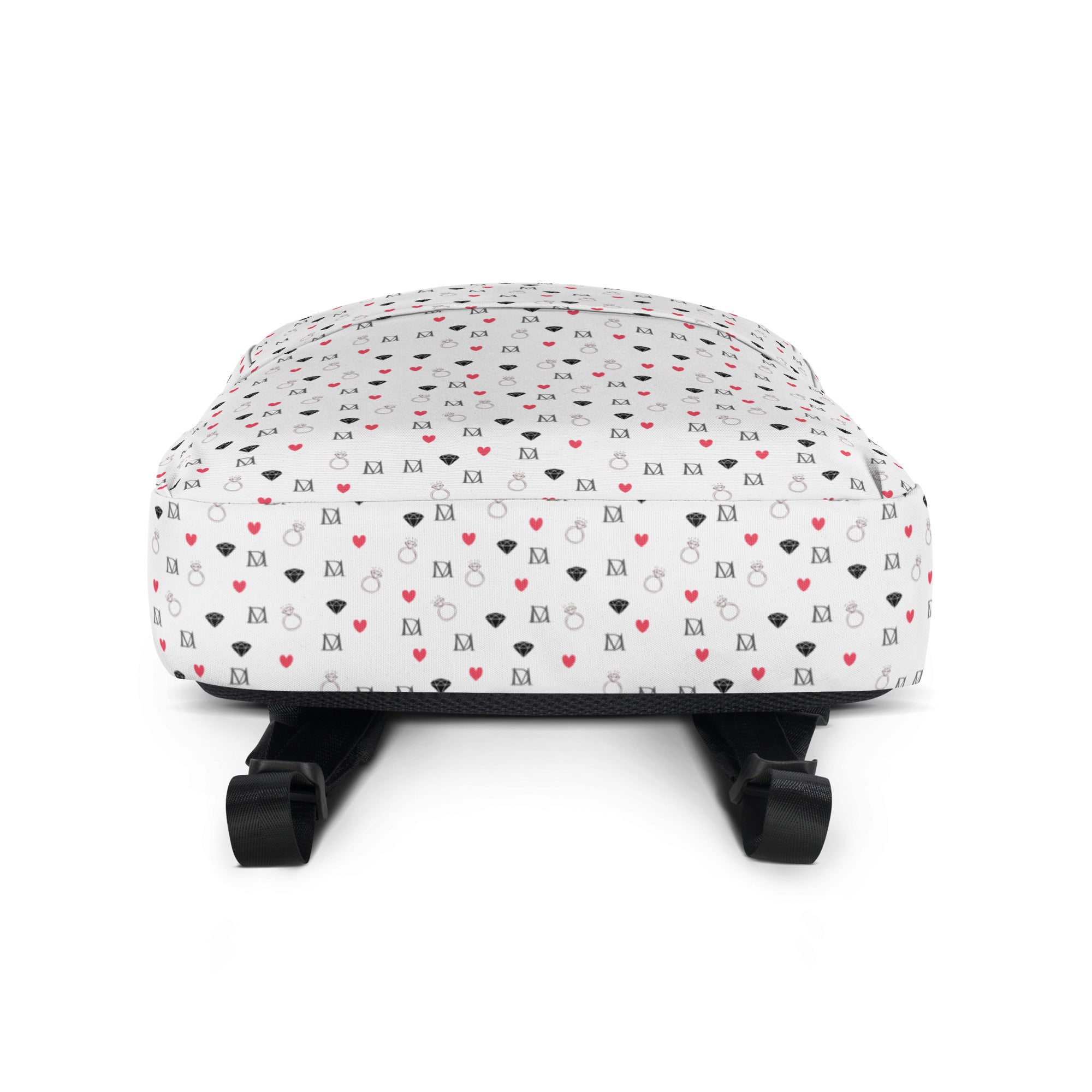All-over print Daemon Luxury Speckled Diamonds Artica Blizzard backpack with white bottom and adjustable straps.