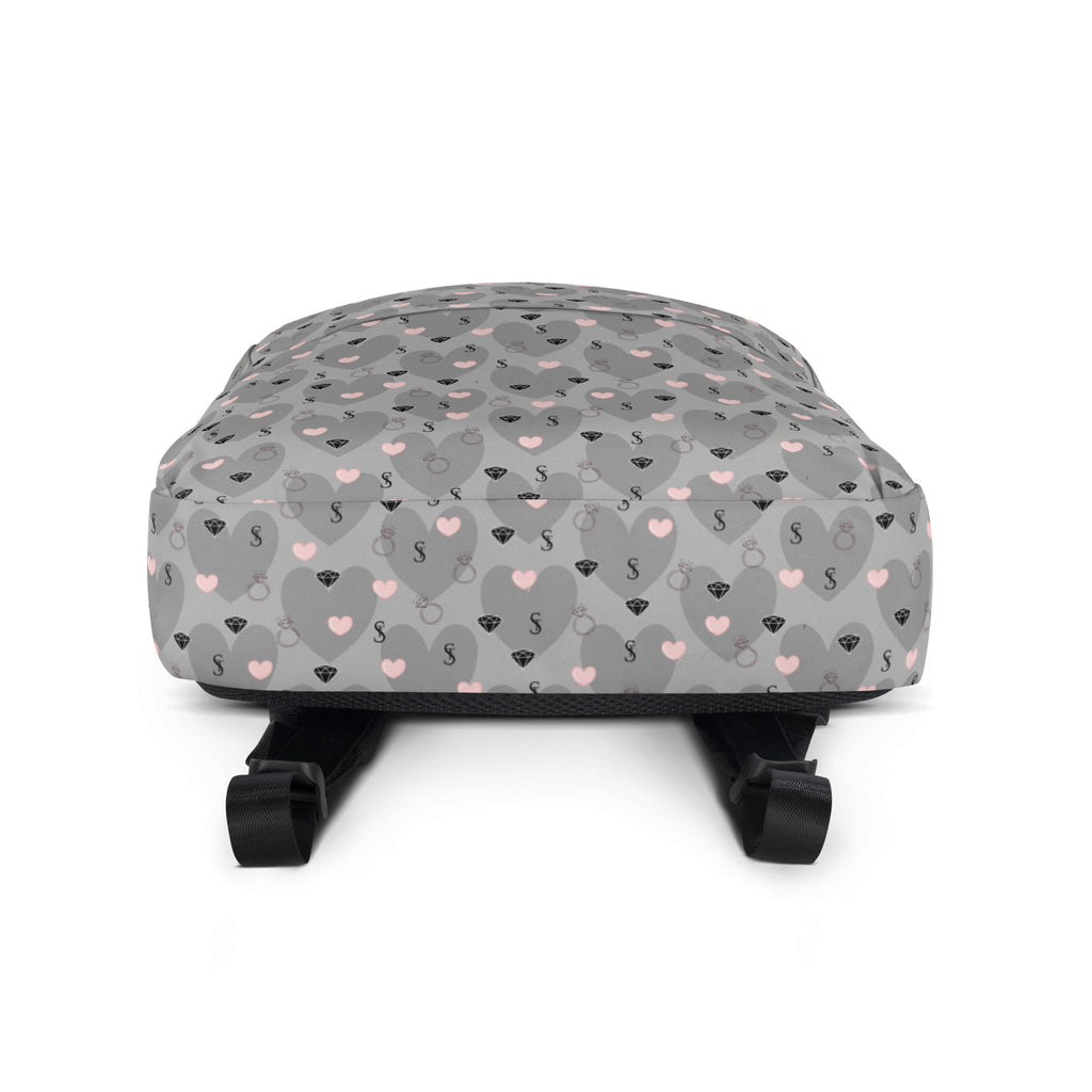 Heartfelt STF Zaino backpack by Daemon Luxury with all-over print design and white bottom detail.