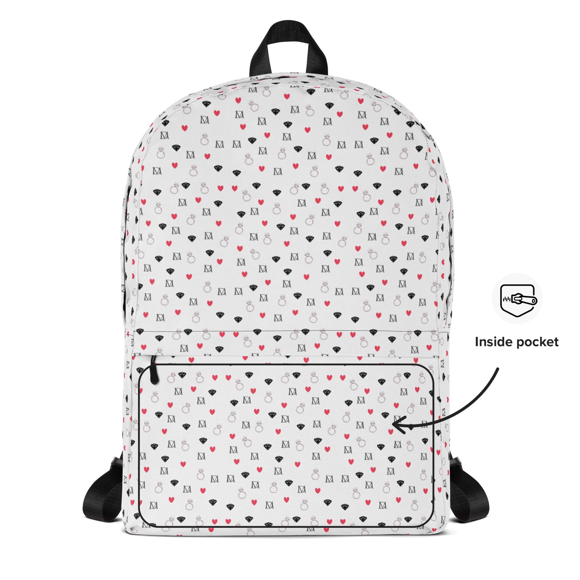 Daemon Luxury Speckled Diamonds Artica Blizzard backpack with all-over white print and stylish design.