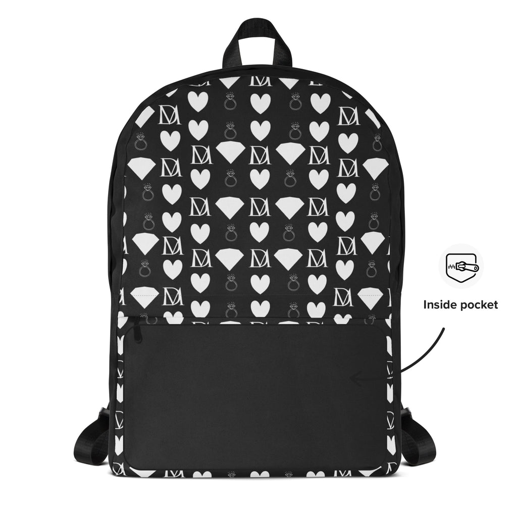 Frosted Diamonds Zaino backpack by Daemon Luxury featuring an all-over white print with sparkling diamond design.