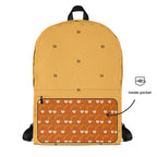 Daemon Luxury Stargaze Minno all-over-print backpack with white background and colorful starry design on the front.