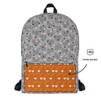 White Heartfelt STF backpack by Daemon Luxury featuring an all-over print design on the front and back.