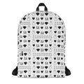 Daemon Luxury Dim Diamonds Artica Blizzard backpack with all-over white diamond print and adjustable straps.