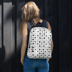 Daemon Luxury Dim Diamonds Artica Blizzard backpack with all-over white print, stylish and spacious for everyday use.