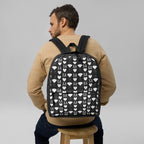 Frosted Diamonds Zaino backpack by Daemon Luxury with all-over white and diamond print design, front view