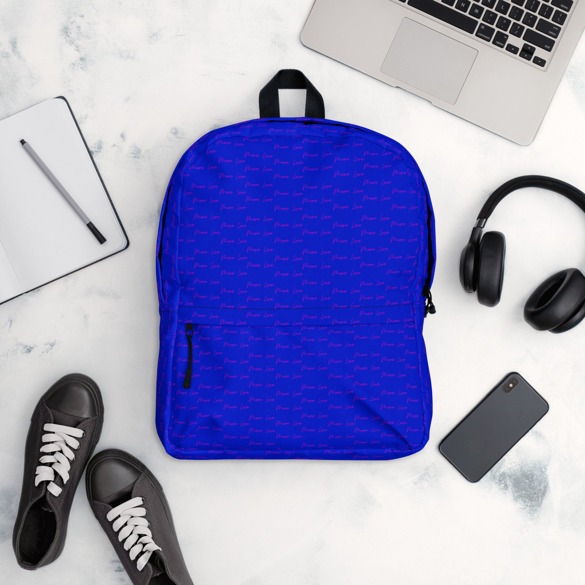 White Picasso Mirrors ELECTRICA Zaino backpack by Daemon Luxury with all-over print, front view showing detailed design.