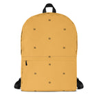 Daemon Luxury Stargaze Minno backpack with all-over white star and moon print, featuring adjustable straps and front pocket.