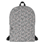 White Heartfelt STF Zaino backpack with all-over print design from Daemon Luxury, featuring a stylish, spacious back compartment.