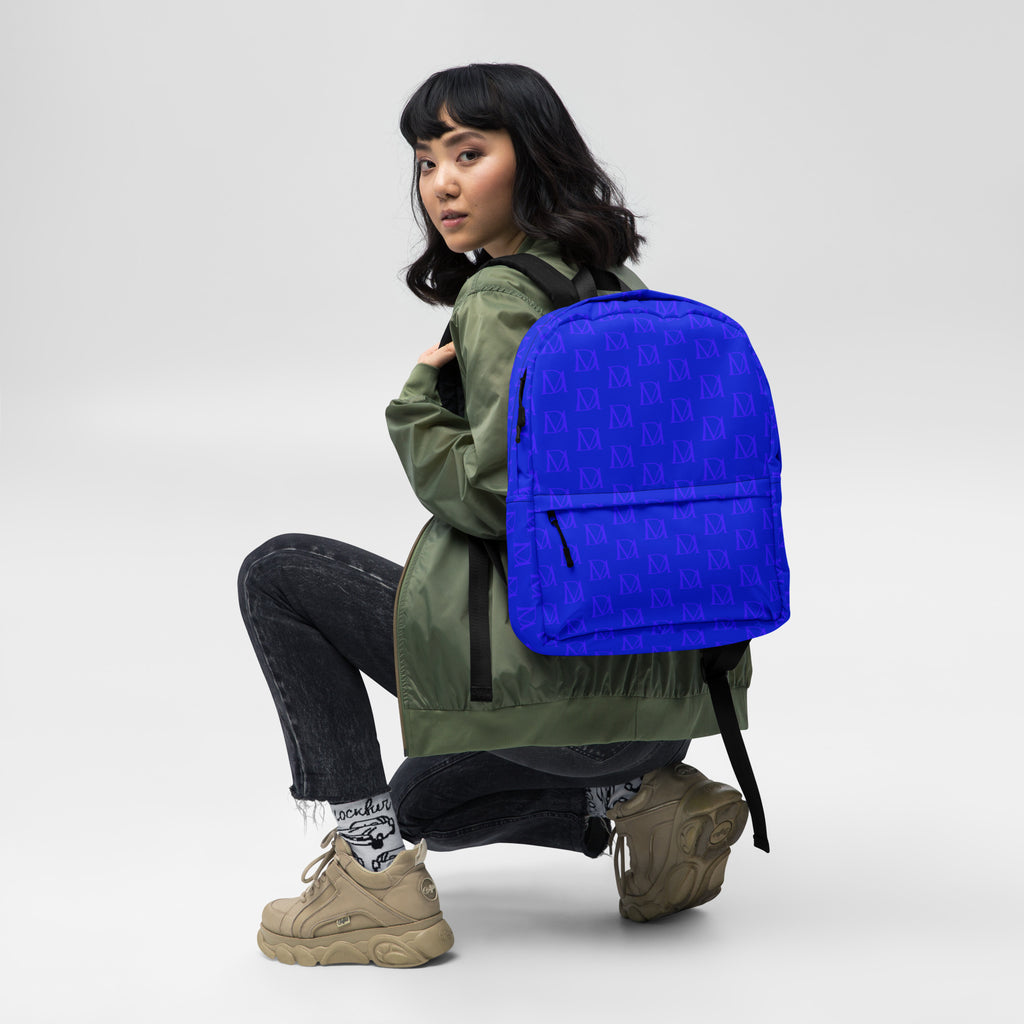 Daemon Luxury ELECTRICA all-over-print white backpack featuring bold electrical indigo design for a stylish, everyday accessory.