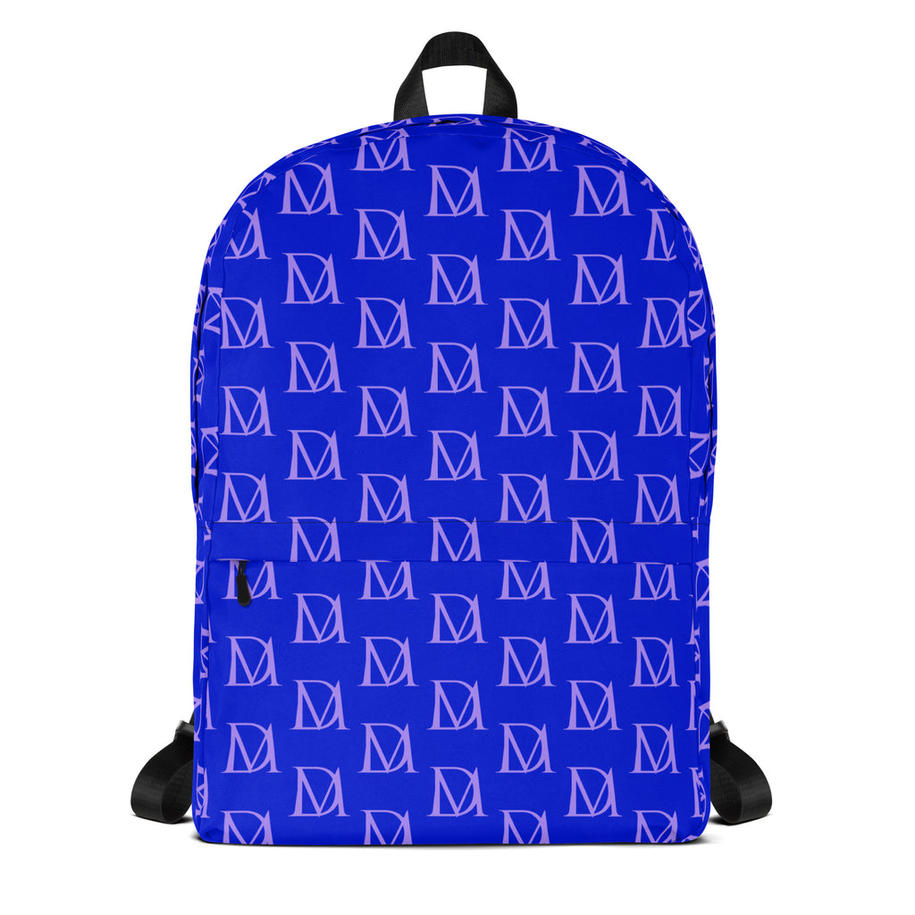 Daemon Luxury Electrica Lilac Relay all-over-print backpack with white background, showcasing vibrant purple and white design.