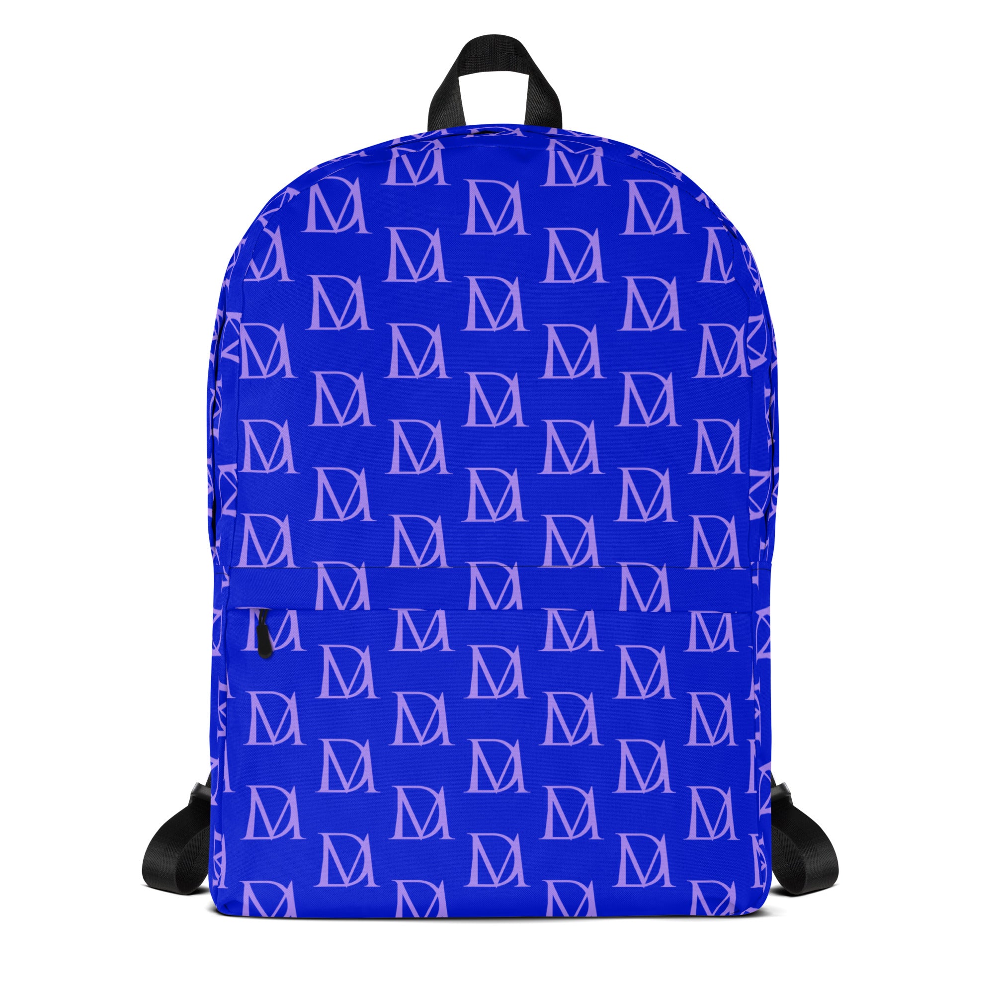 Daemon Luxury Electrica Lilac Relay all-over-print backpack with white background, showcasing vibrant purple and white design.
