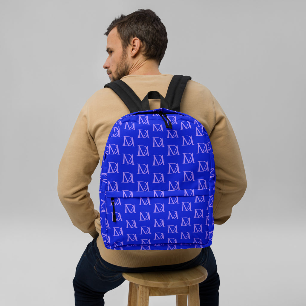 Daemon Luxury Electrica Lilac Relay all-over-print backpack in white, showcasing a vibrant, detailed front view with adjustable straps.