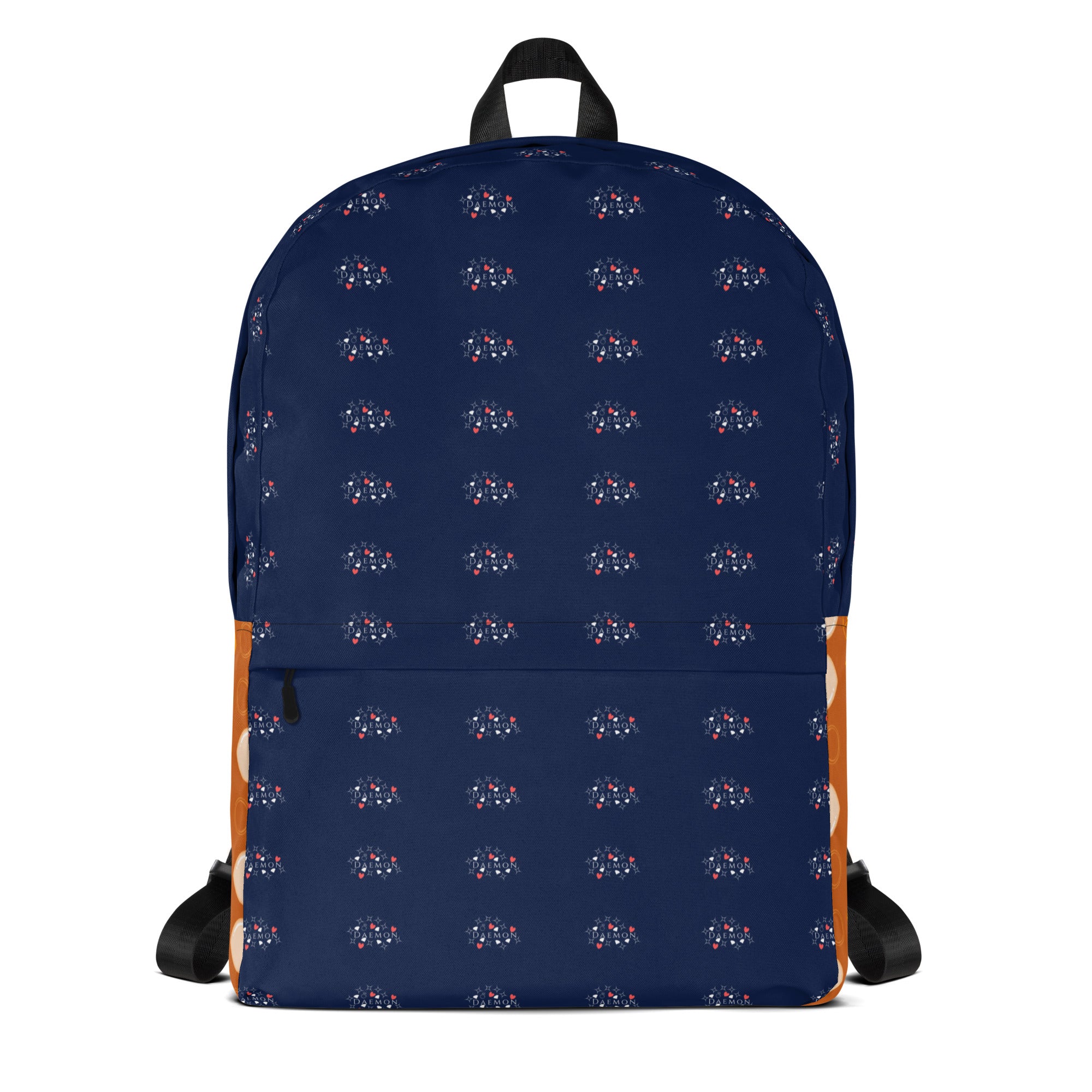White Stars of Sesta (Gloomy Runners) Daemon Luxury backpack with all-over print, front view showing detailed design.