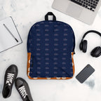 White Stars of Sesta Gloomy Runners all-over-print backpack by Daemon Luxury, featuring star patterns on a spacious, stylish design.