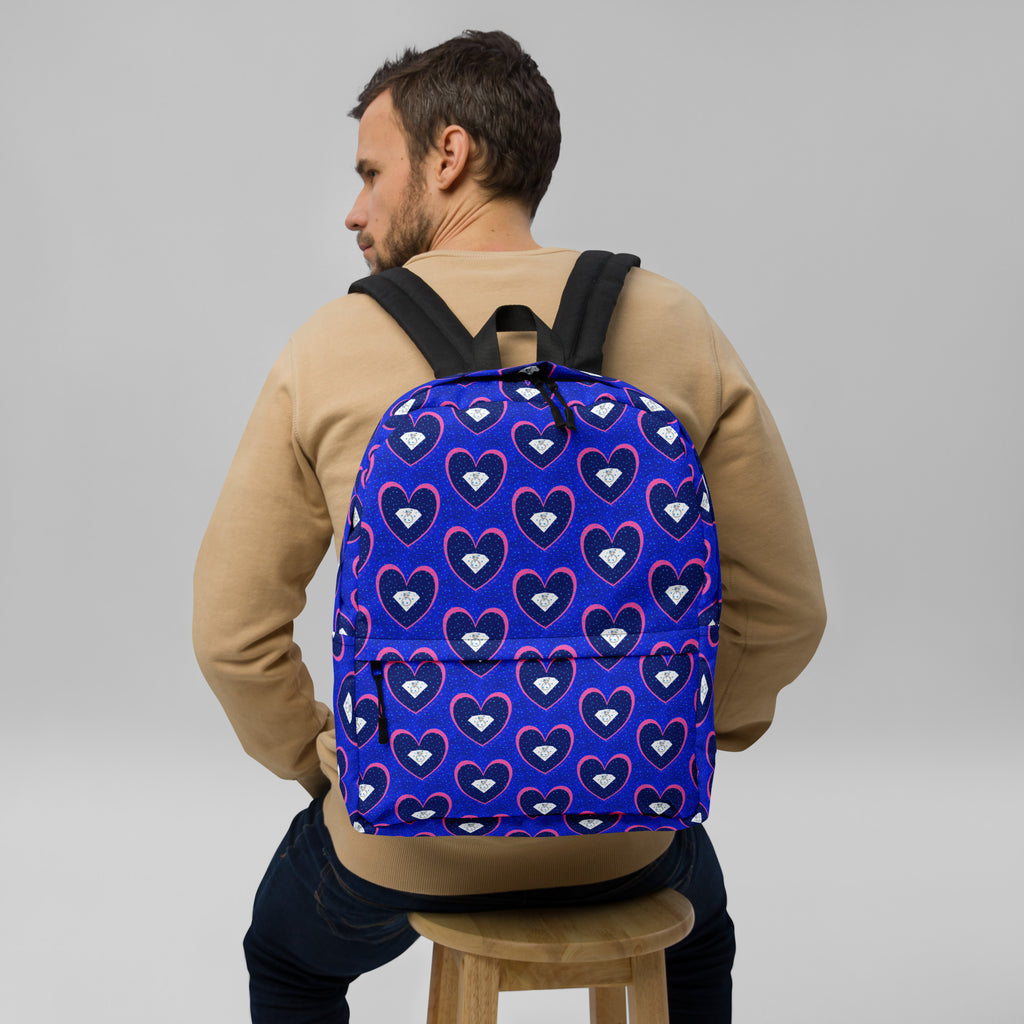 Daemon Luxury ELECTRICA all-over-print backpack with white design, featuring a stylish and functional backpack for everyday use.