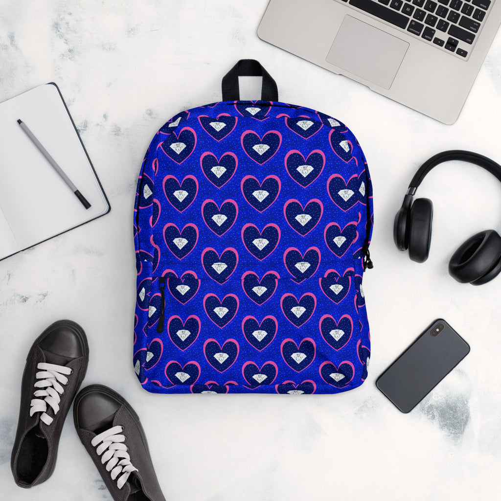 Daemon Luxury ELECTRICA Zaino backpack with all-over white print, featuring a stylish and spacious design for everyday use.