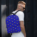 Daemon Luxury ELECTRICA all-over-print backpack featuring a white design, showcasing a stylish and spacious travel bag.