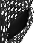 White Daemon Luxury Frosted Diamonds backpack with all-over print design, showcasing stylish and modern accessory for everyday use.