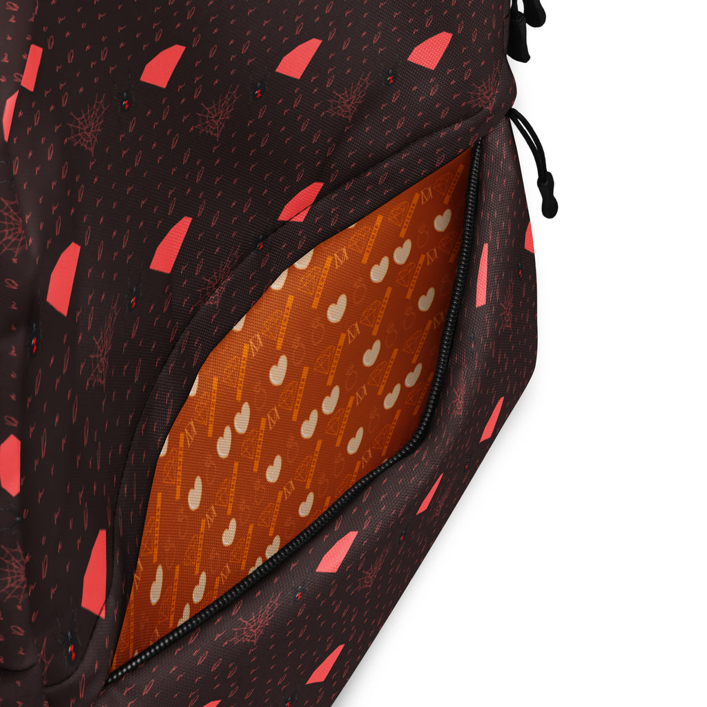 Daemon Luxury Supreme Models WEBBI DAIMIN white all-over-print backpack with detailed design and sturdy straps.
