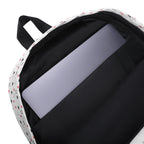 White Daemon Luxury Speckled Diamonds Artica Blizzard backpack with all-over-print design and adjustable shoulder straps.