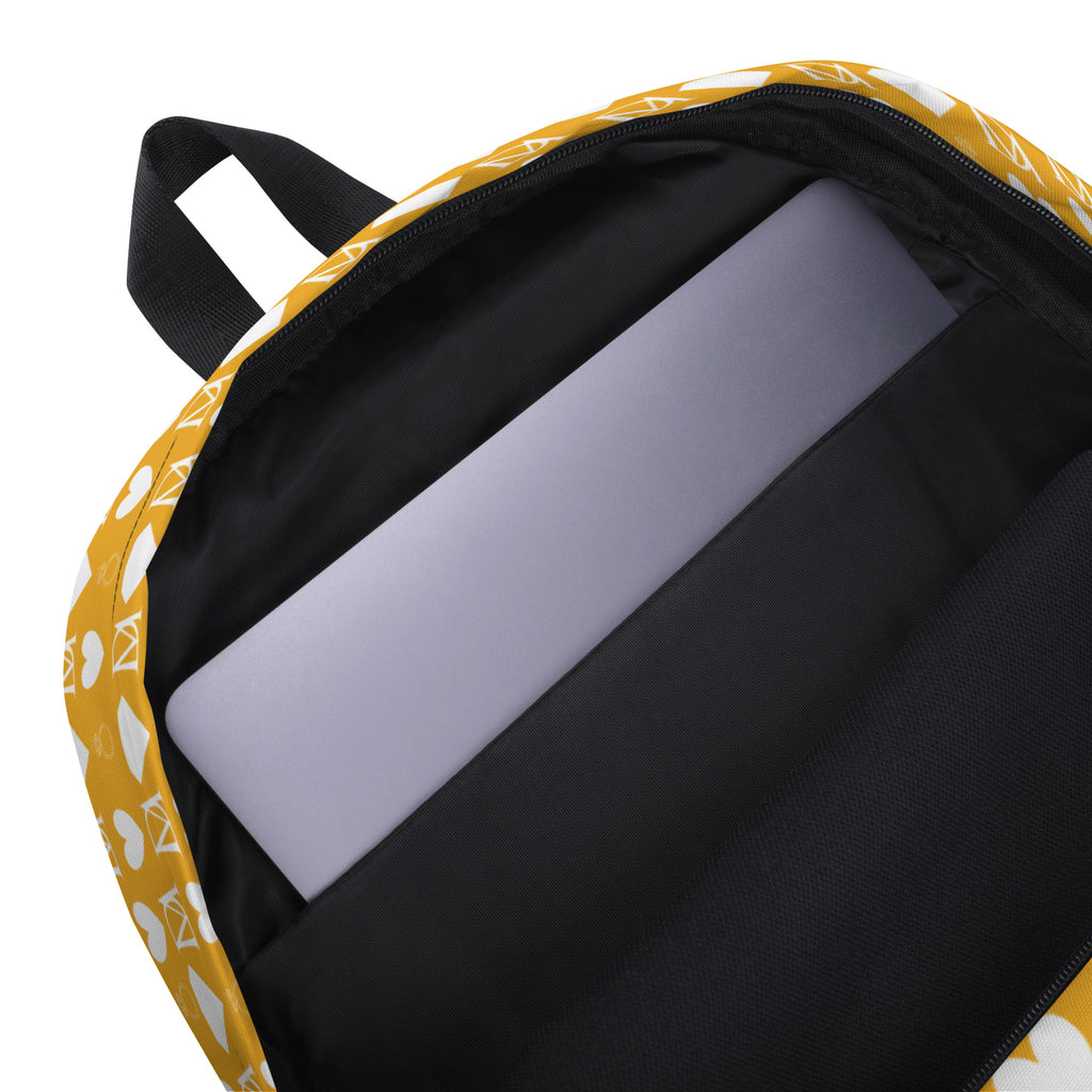 Daemon Luxury Frosted Diamonds all-over-print backpack featuring white background and detailed diamond pattern design.