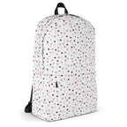 All-over-print Daemon Luxury Speckled Diamonds (Artica Blizzard) backpack with white background and colorful speckled diamond pattern.