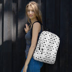 Daemon Luxury Dim Diamonds Artica Blizzard backpack with all-over white print, featuring a stylish and modern design.