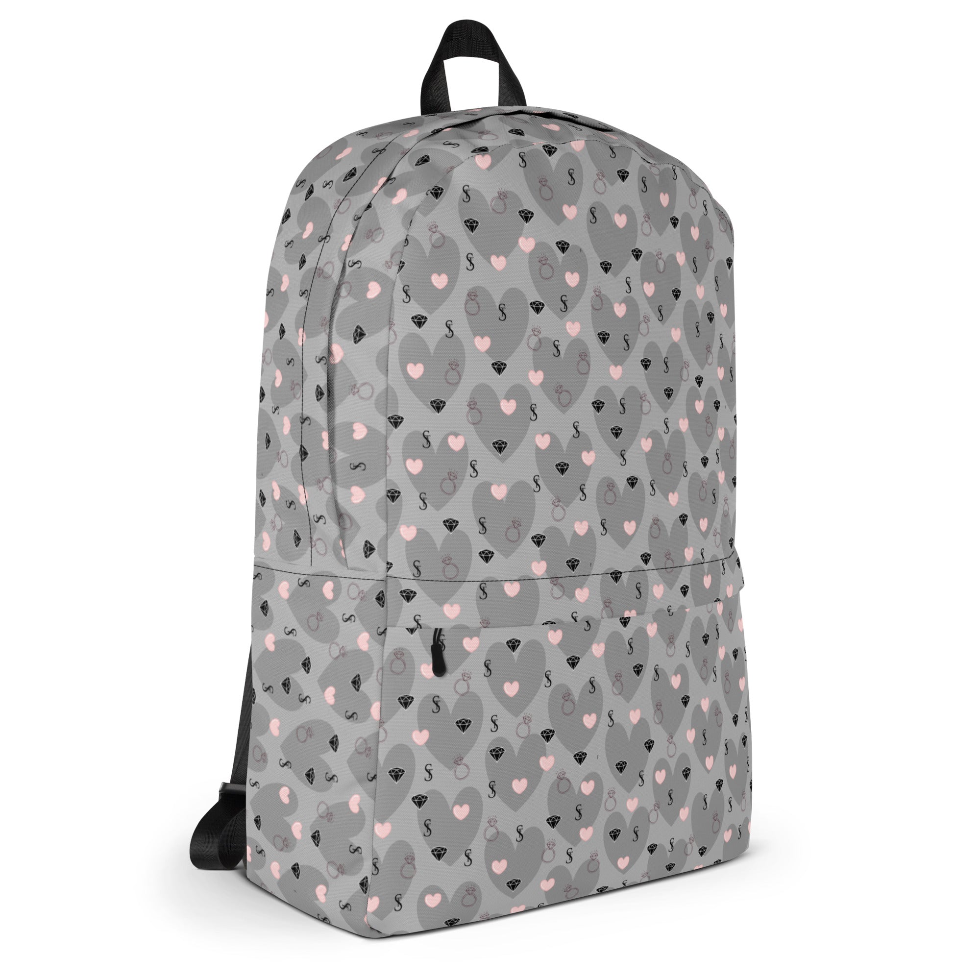Heartfelt STF Zaino backpack by Daemon Luxury with an all-over white print, stylish and functional for everyday use.