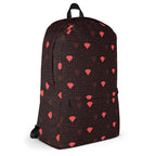Daemon Luxury Supreme Models WEBBI DAIMIN all-over-print white backpack with bold graphic design, featuring a spacious main compartment.