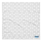 White Frosted Diamonds Artica bandana by Daemon Luxury featuring an all-over print of diamond patterns on soft fabric.