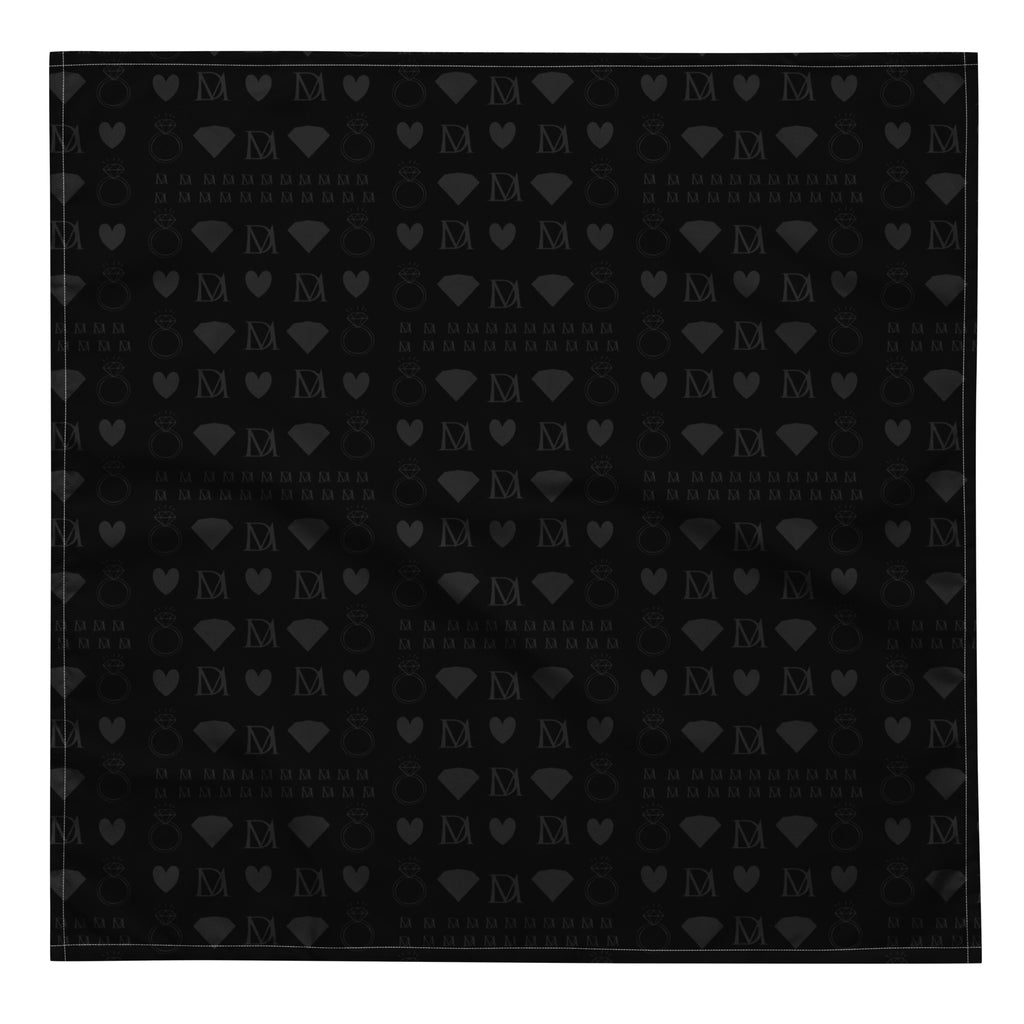 White bandana with all-over frosted diamond pattern by Daemon Luxury, featuring a stylish platinum dim design.
