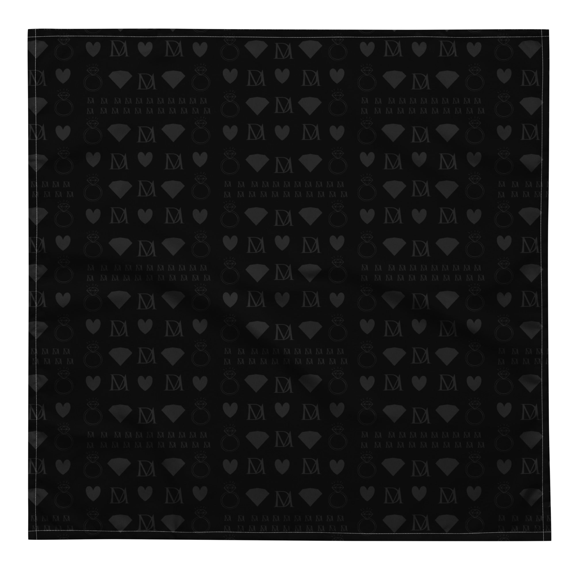White bandana with all-over frosted diamond pattern by Daemon Luxury, featuring a stylish platinum dim design.