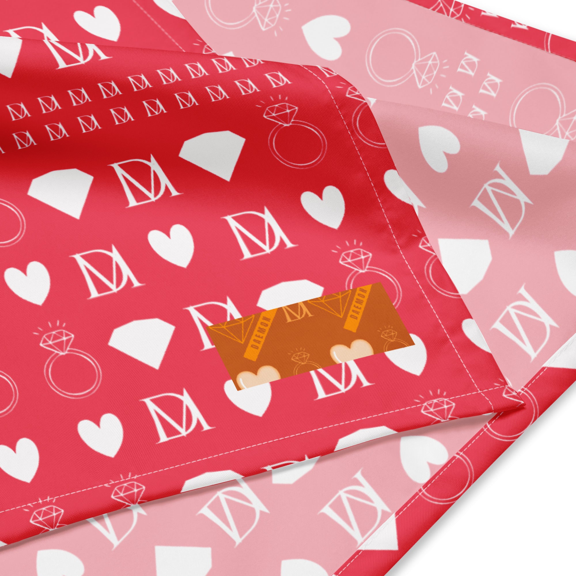 White all-over-print bandana featuring frosted diamonds pattern from Daemon's La Fame collection.