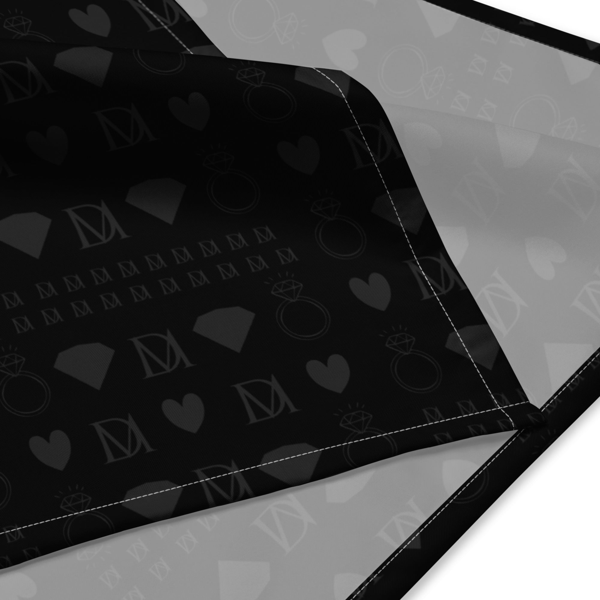 White bandana with frosted diamond platinum design from Daemon Luxury, featuring an all-over printed pattern.
