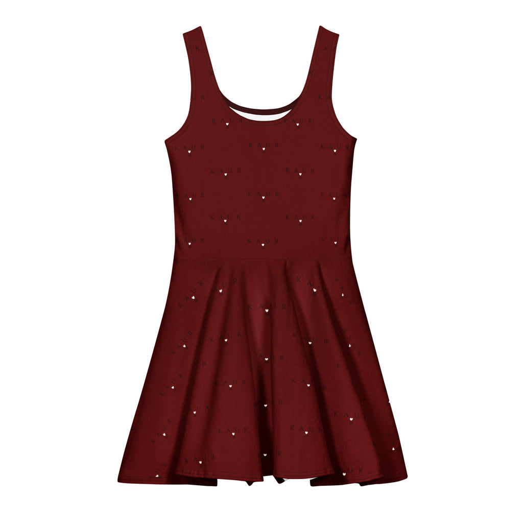 Daemon Luxury Intense KAUR speckled diamonds cotton skater dress with all-over print in white, front view.