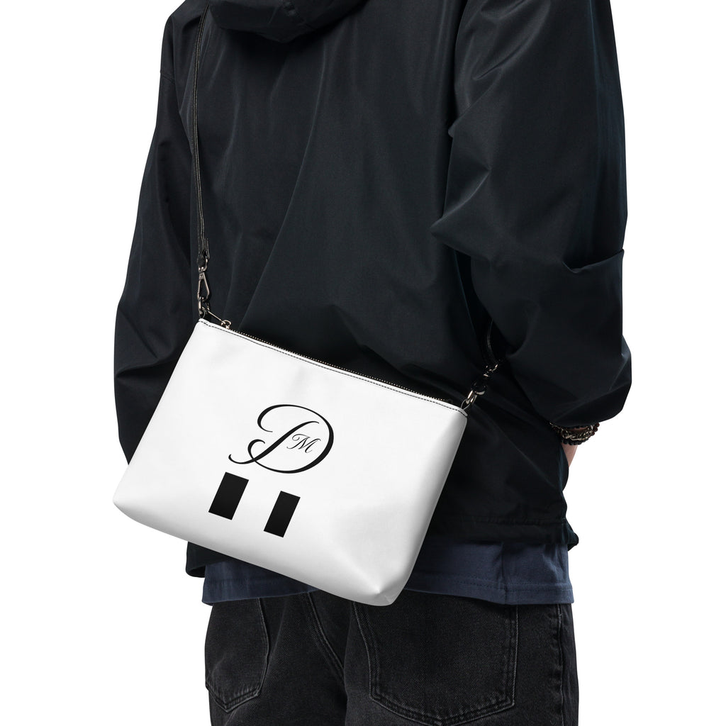 Black all-over-print crossbody bag by Daemon Luxury featuring a Paris-themed "More Love" design and stylish Borsetta details.