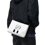 Black all-over-print crossbody bag by Daemon Luxury featuring a Paris-themed "More Love" design and stylish Borsetta details.