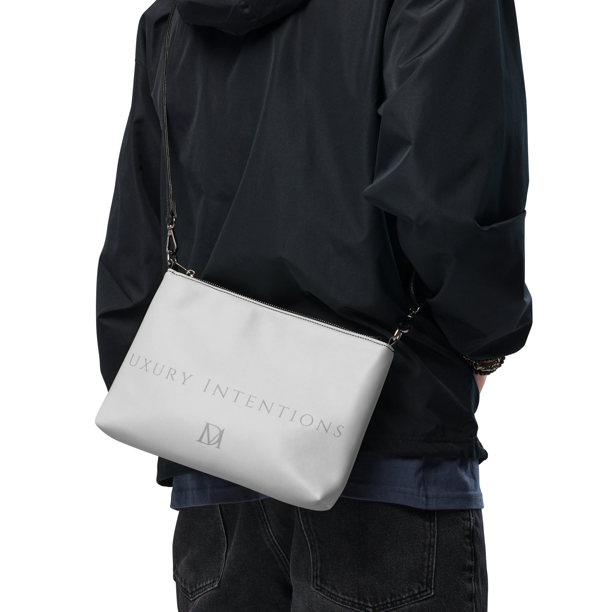 Black NARDO Scale Sunless Dream crossbody bag by Daemon Luxury with all-over print and adjustable strap.