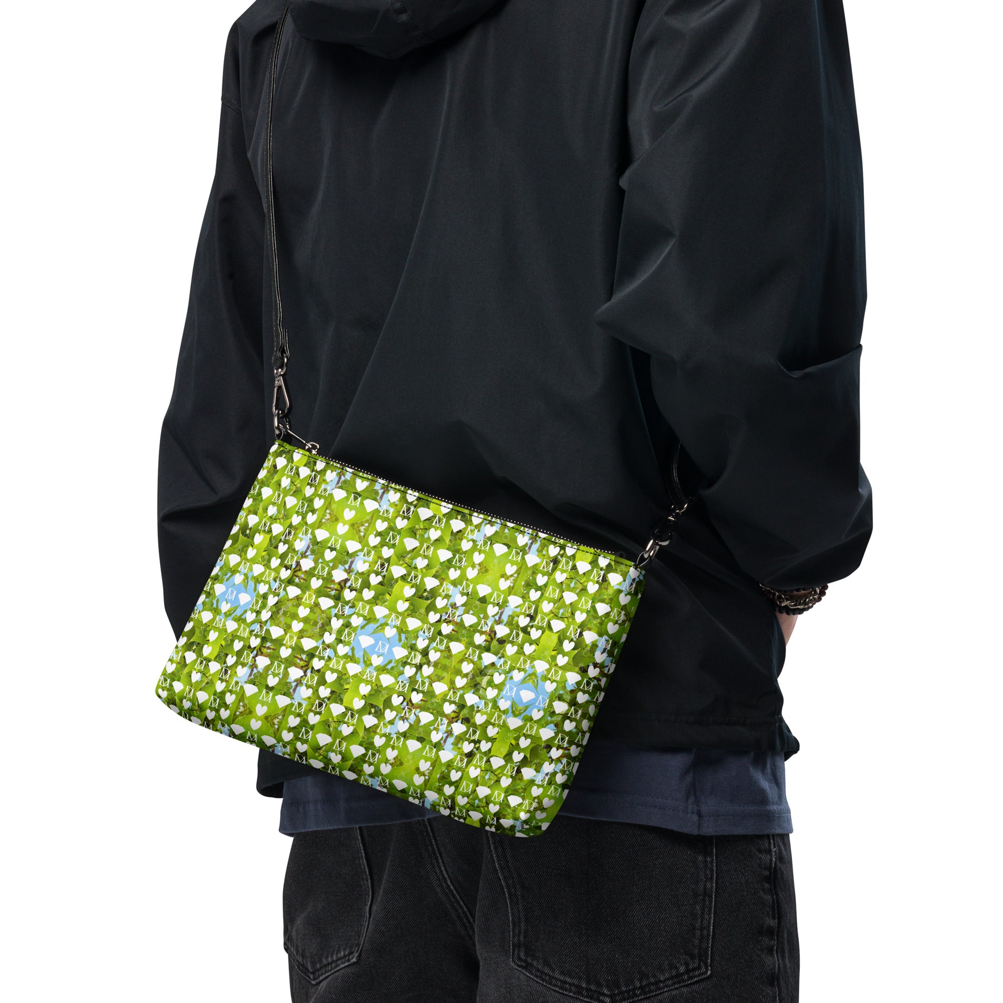 Daemon Luxury Belly Red’s Garden (Rebirth) Borsetta crossbody bag with all-over black print and adjustable strap.