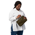 Daemon Luxury Sun Glow California Borsetta crossbody bag with all-over black print, featuring stylish design and adjustable strap.
