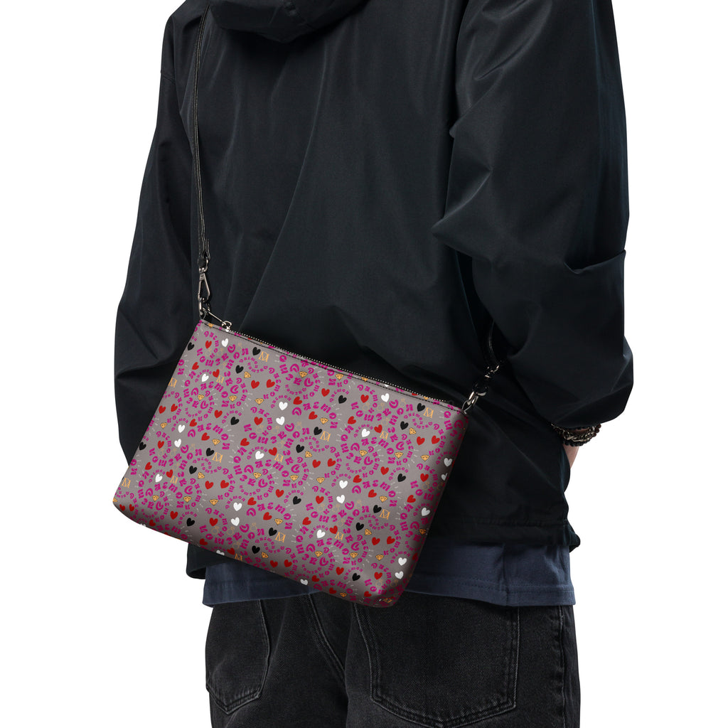 Daemon Luxury Carnival Bay Picasso Mirrors Borsetta crossbody bag with all-over black print and adjustable strap.