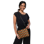 Black Laid Ruby Stones crossbody bag by Daemon Luxury with all-over print, featuring a compact design and adjustable strap.
