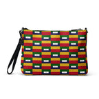 Black crossbody bag with all-over ruby stones print from Daemon Luxury's Laid Ruby Stones collection.